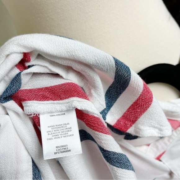 BP Nordstrom White Striped Button Down Shirt Viscose Gauze Top Size S - Picture 5 of 7